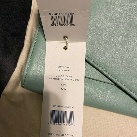 Tory Burch NWT Elizabeth Clutch Robin's Egg Blue/Mint - Picture 6 of 10
